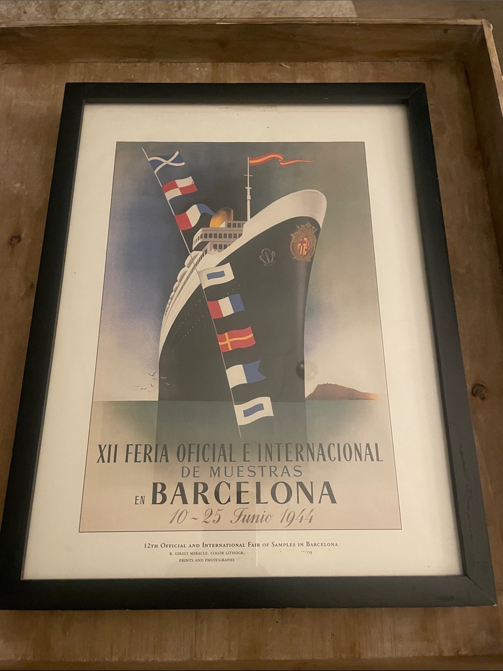 Vintage Barcelona 1944 Cruise Poster Print in Black and White